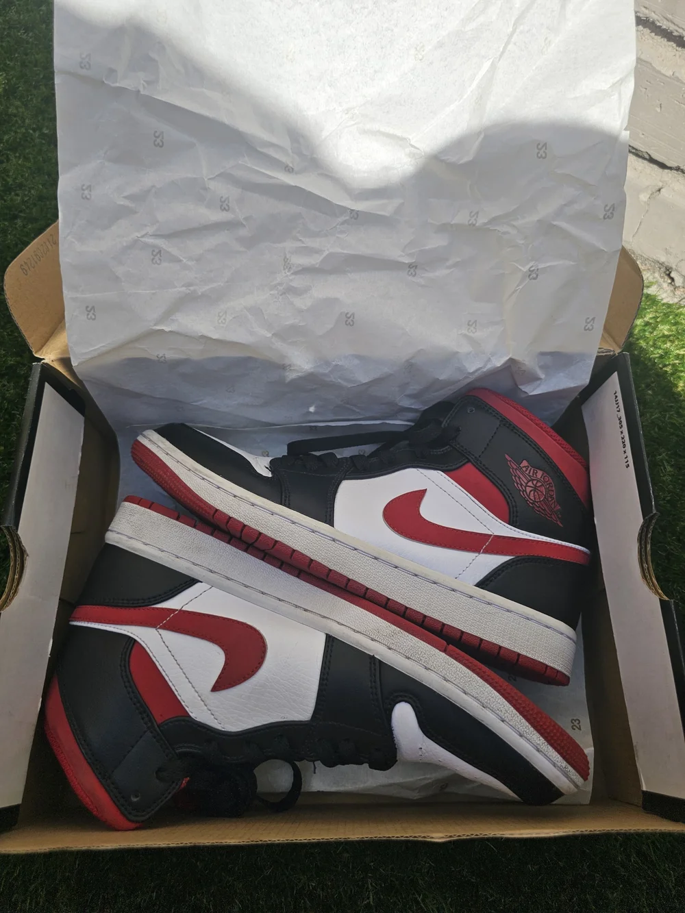 Jordan Mid-Top Sneakers in Black, White & Red